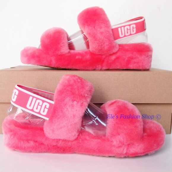 NIB UGG Australia Oh Yeah Sheepskin Slide Sorbet Pink US 8 AUTHENTIC - Picture 7 of 14